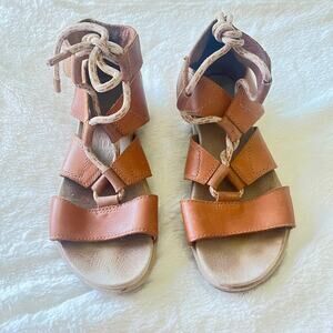 Sorel torpeda brown leather sandals